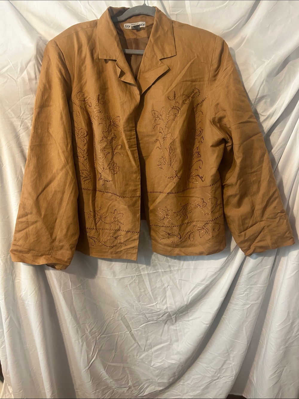 Embroidered Tan Women's Blazer Jacket